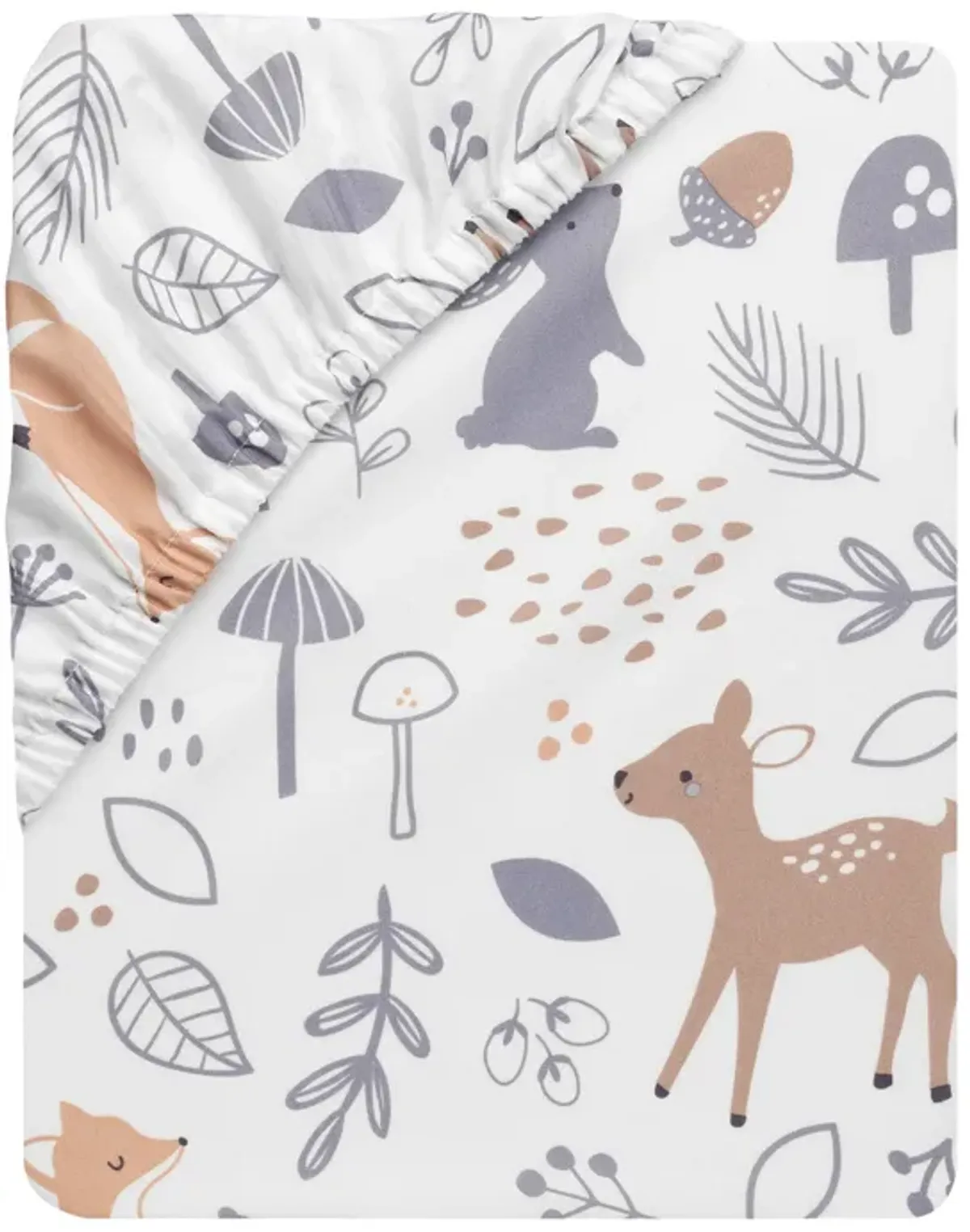 Bedtime Originals Deer Park White/Gray Woodland Animals Baby Fitted Crib Sheet