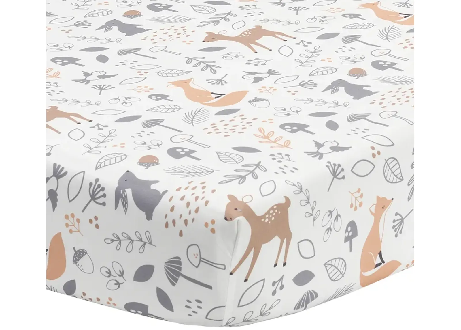 Bedtime Originals Deer Park White/Gray Woodland Animals Baby Fitted Crib Sheet