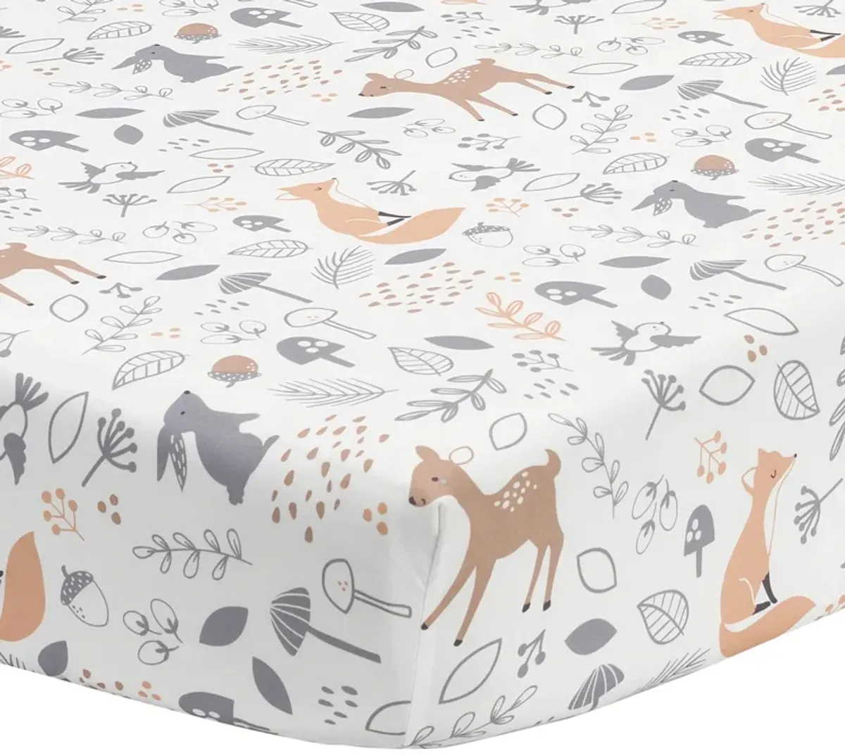 Bedtime Originals Deer Park White/Gray Woodland Animals Baby Fitted Crib Sheet