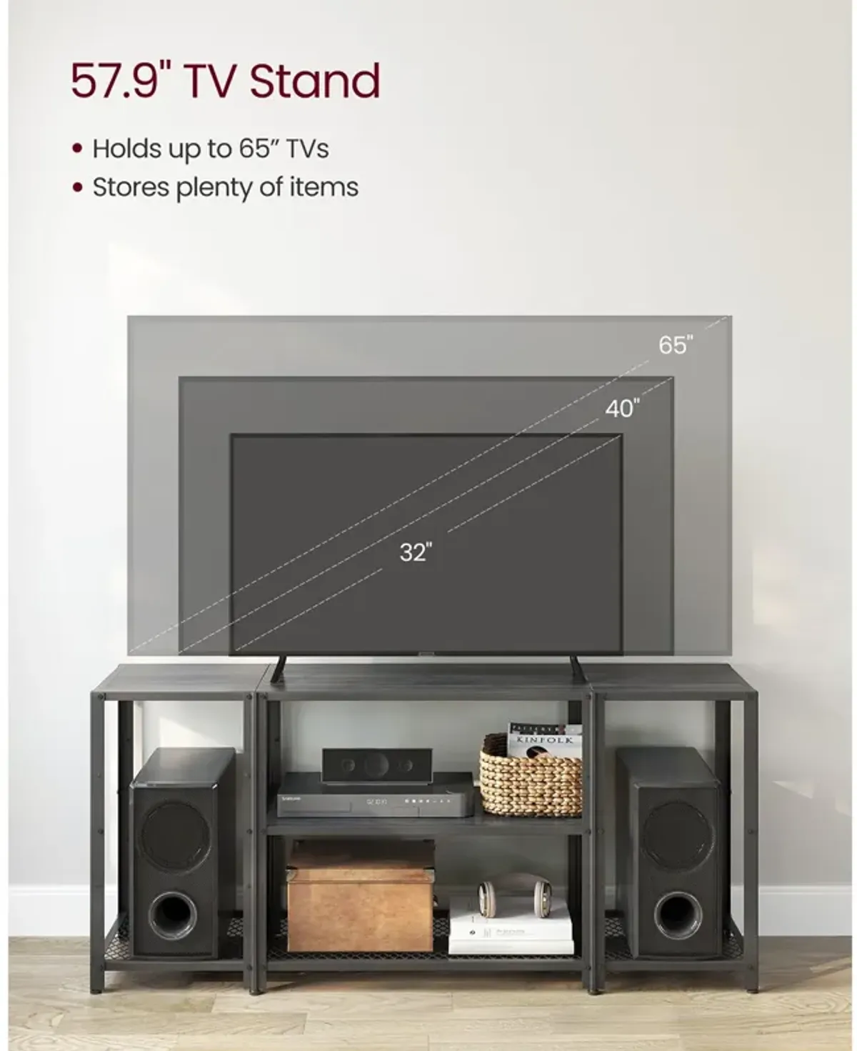 TV Stand for 65-Inch TVs – Modern Entertainment Center with Storage and Stylish Design