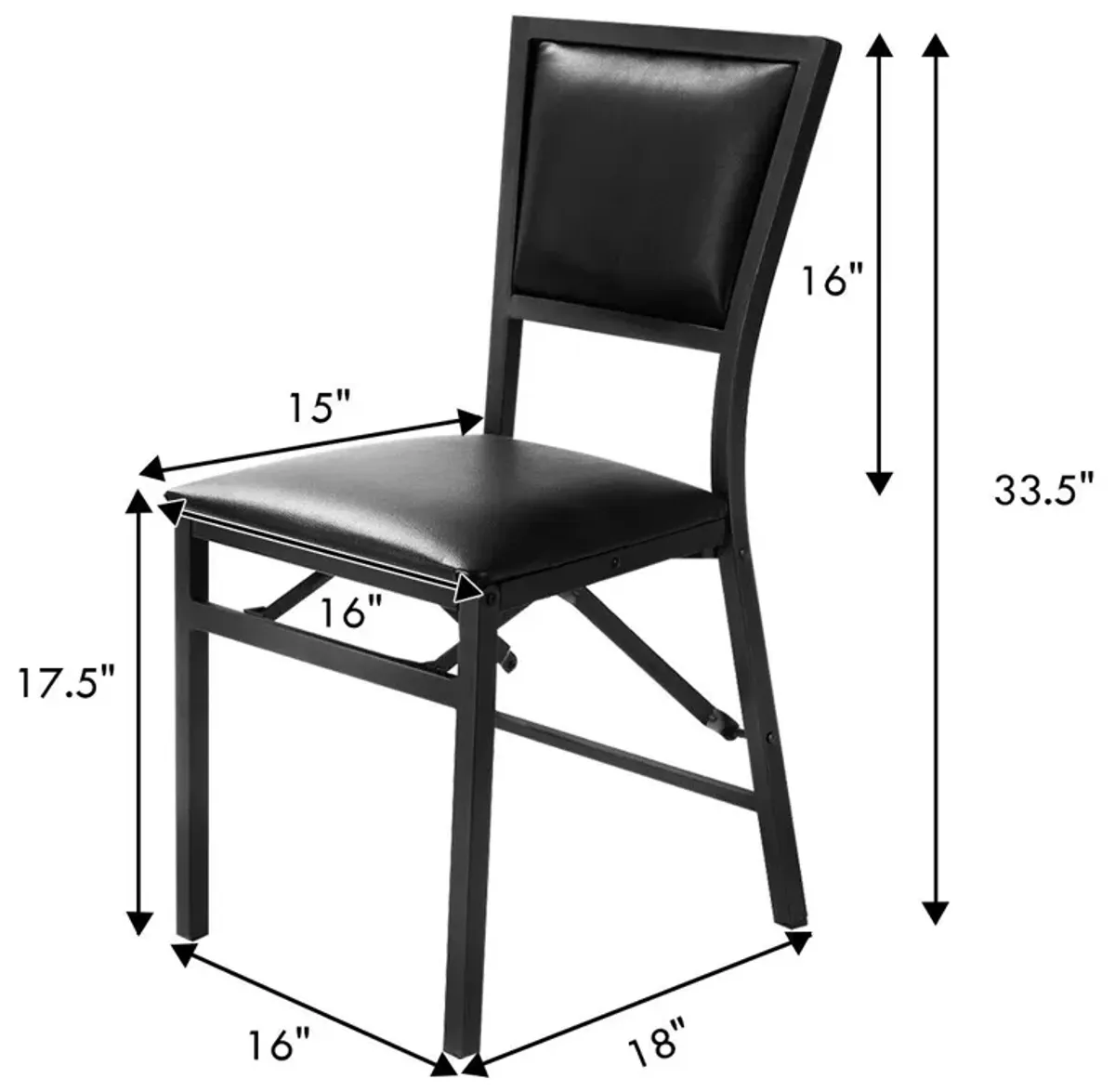 Set of 2 Metal Folding Dining Chair with Space Saving Design