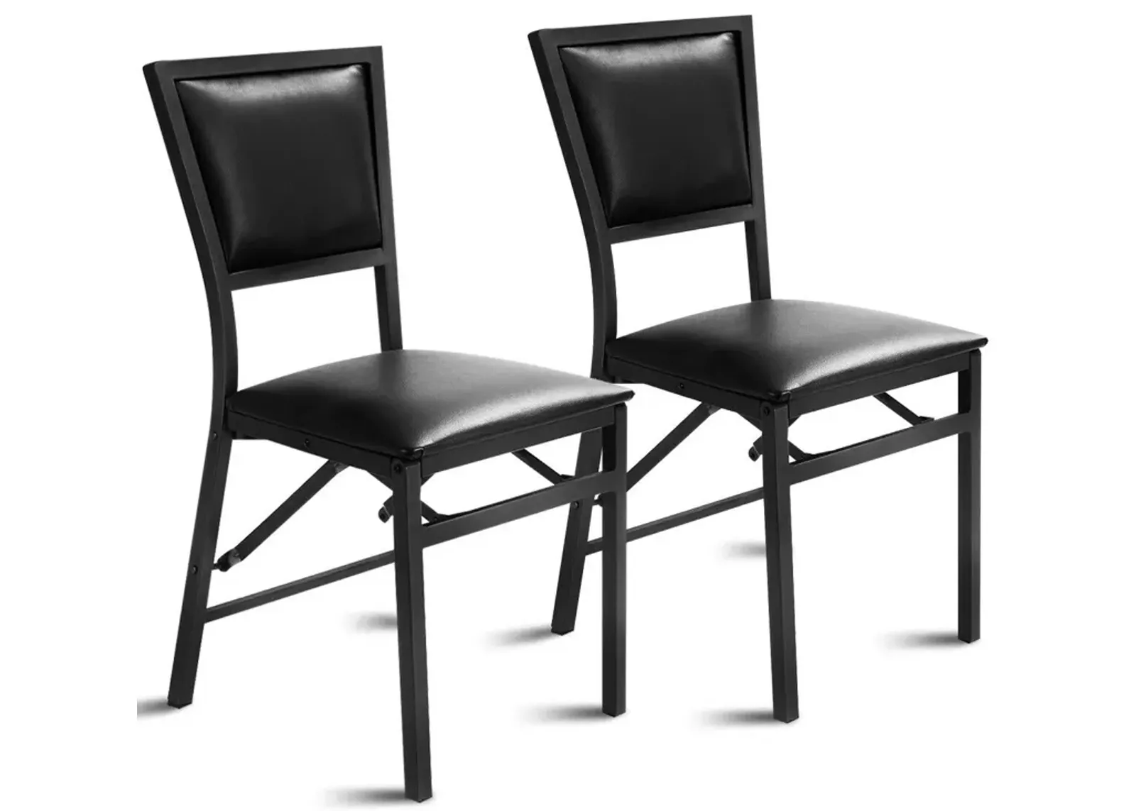 Set of 2 Metal Folding Dining Chair with Space Saving Design