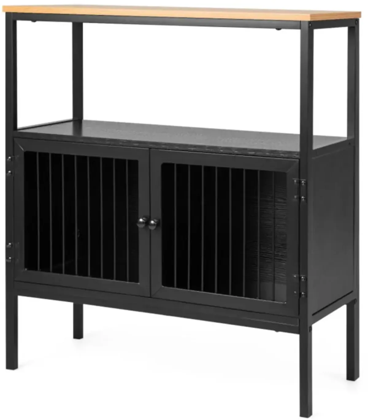 Hivvago Kitchen Buffet Cabinet with 2 Doors and Open Shelf-Black