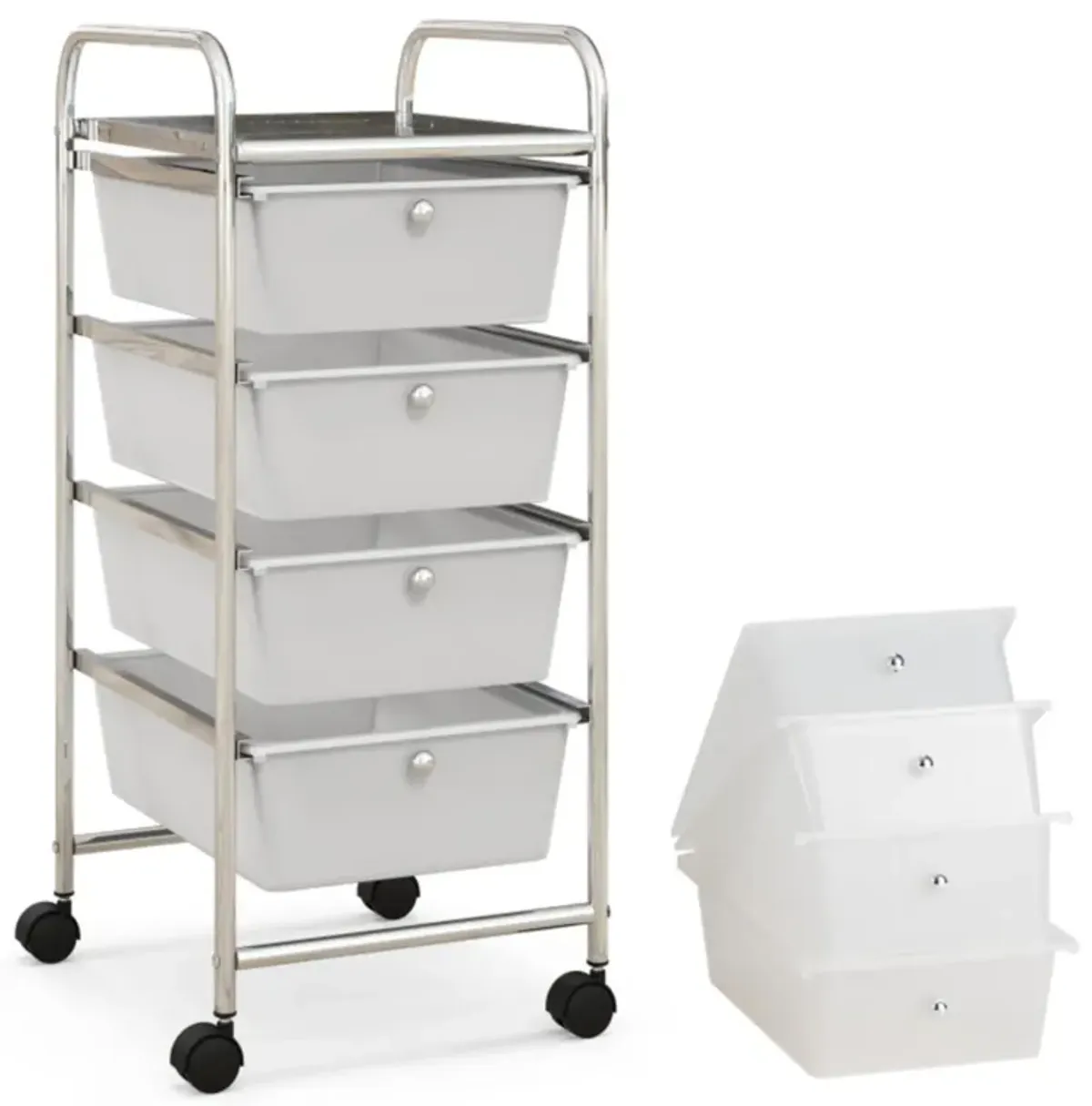 Hivvago 4-Drawer Cart Storage Bin Organizer Rolling with Plastic Drawers