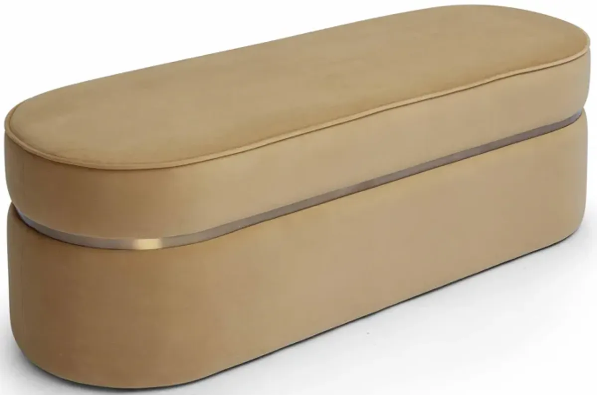 Pomp Cream Velvet Bench