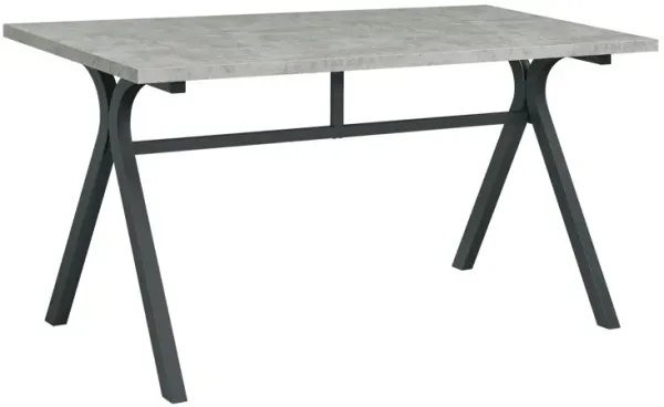 Ota 60 Inch Rectangular Writing Desk, Light Gray Wood Top, Dark Gray Metal-Benzara