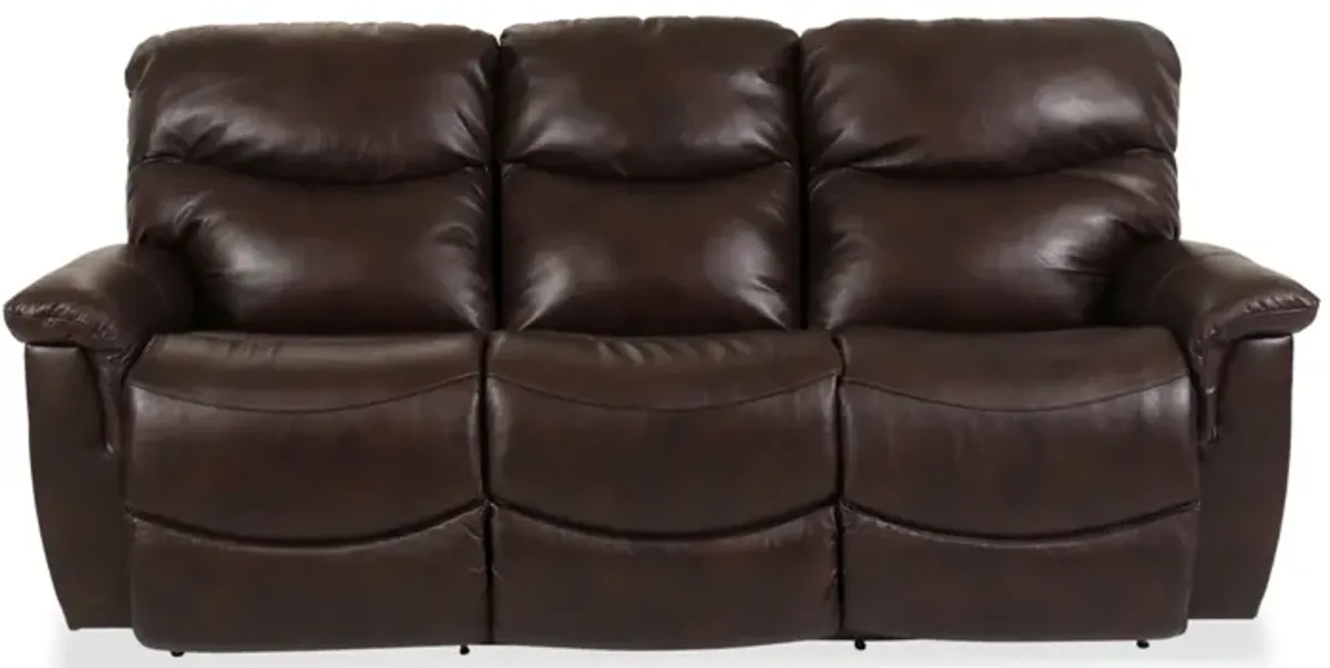 James Walnut Leather Power Reclining Sofa with Headrest