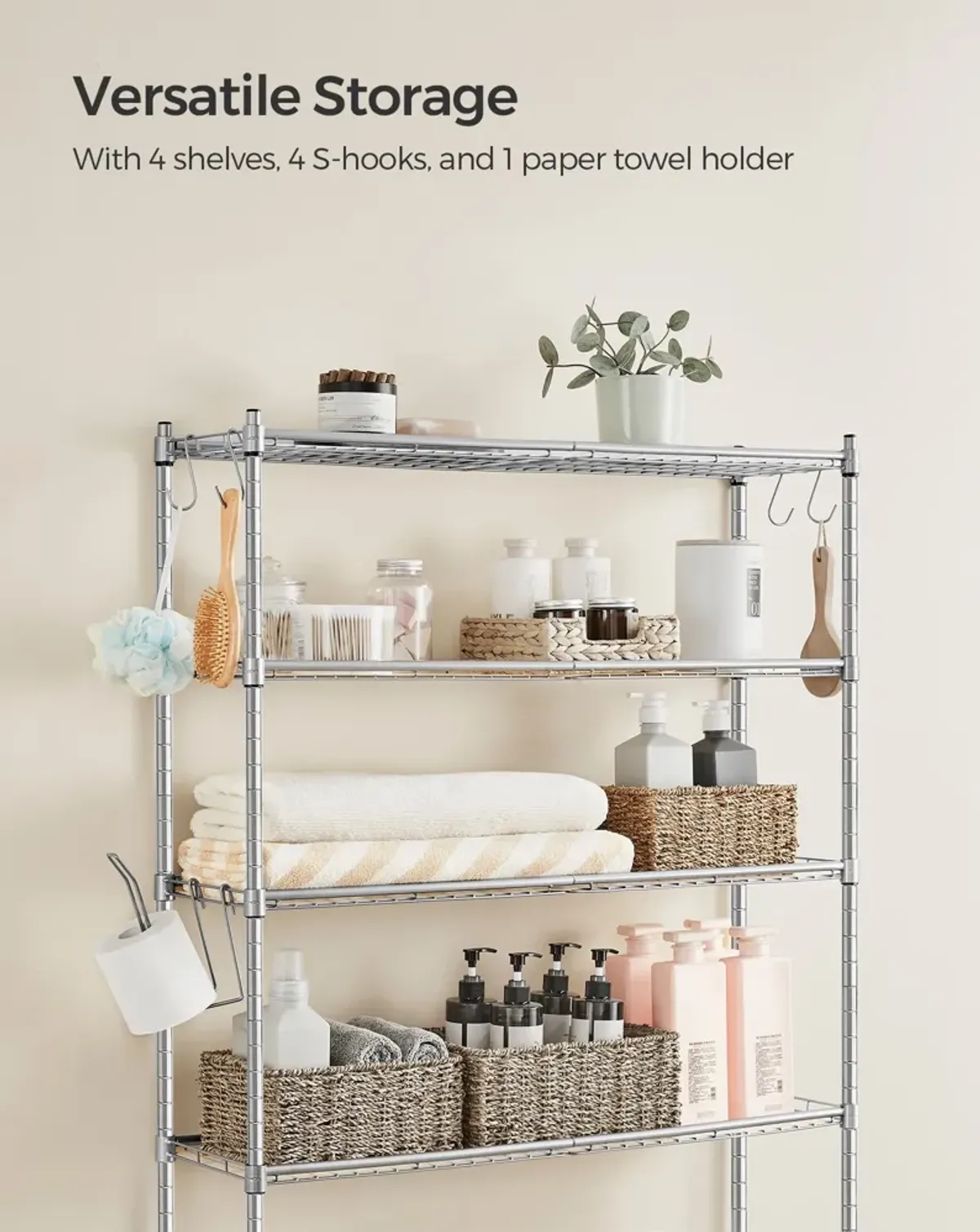 4-Tier Metal Over-the-Toilet Storage Shelf