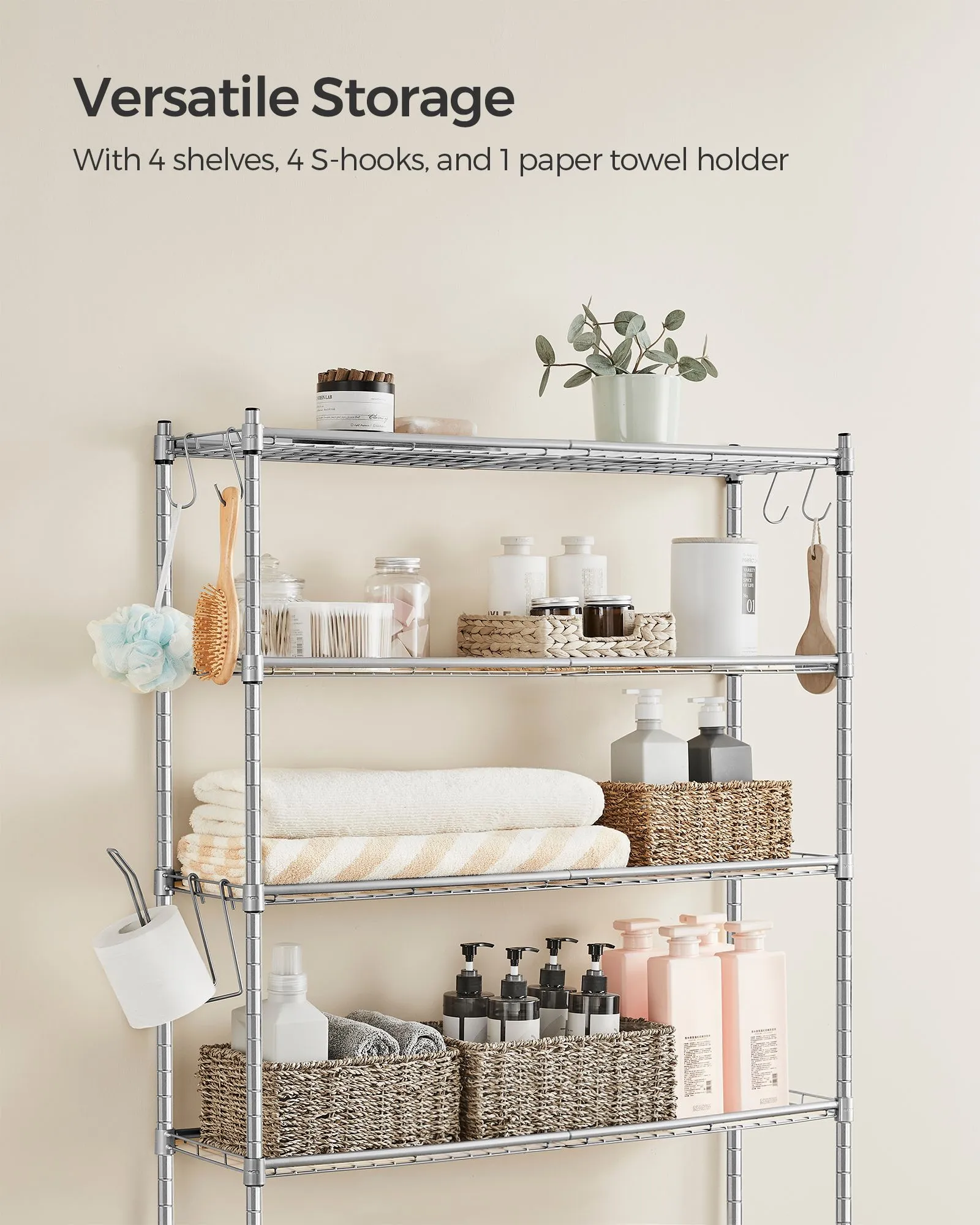 4-Tier Metal Over-the-Toilet Storage Shelf