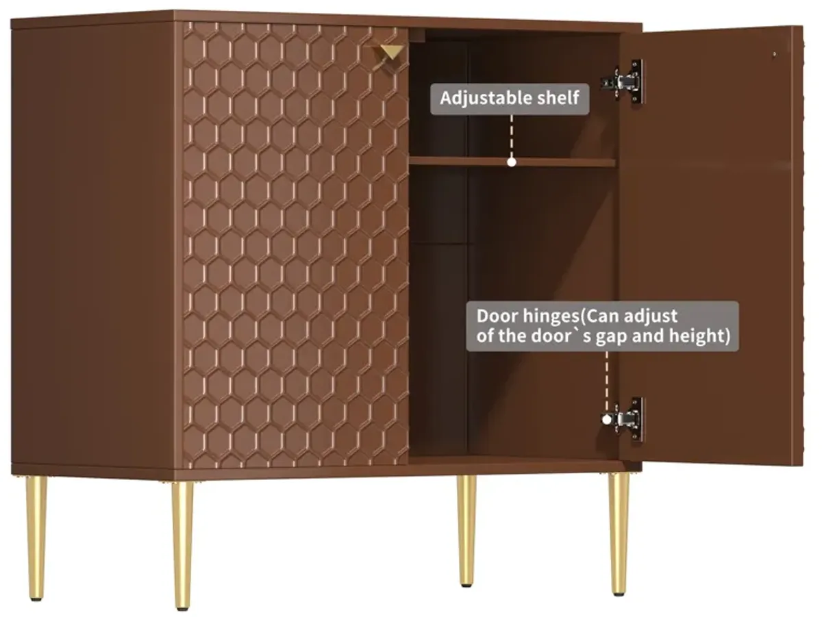 White 32 in. H Modern Accent Storage Cabinet with 2-Door and Adjustable shelves