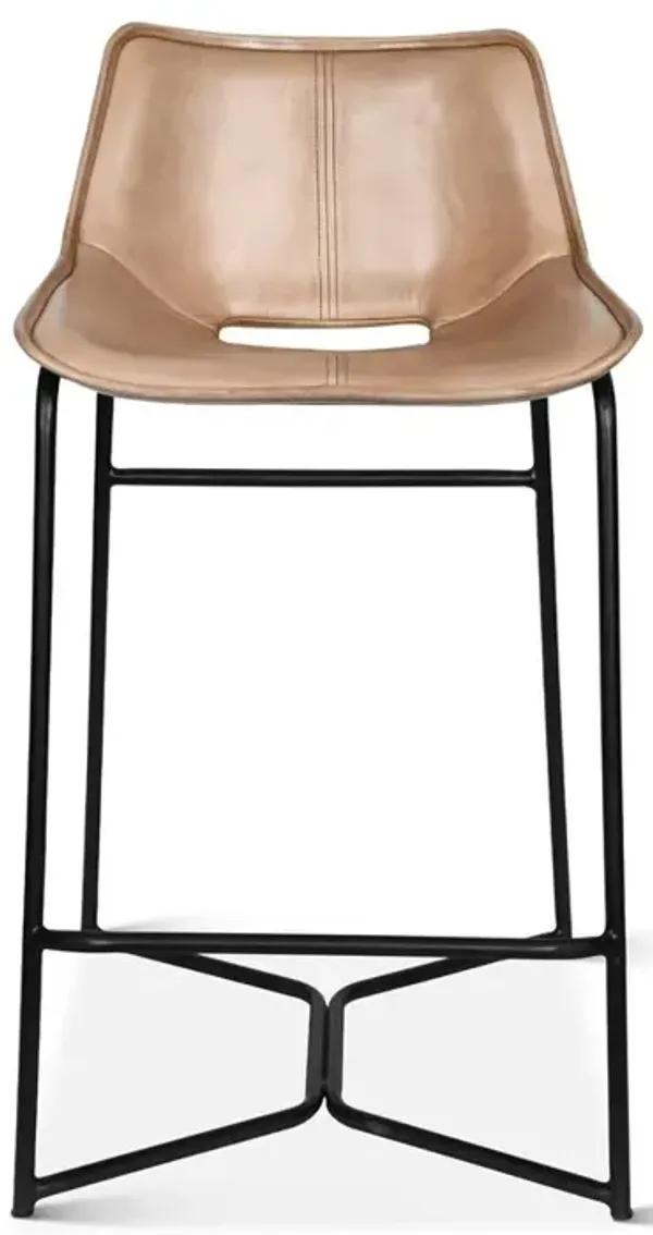 World Interiors Brisbane Counter Chair In Antique Ivory Leather