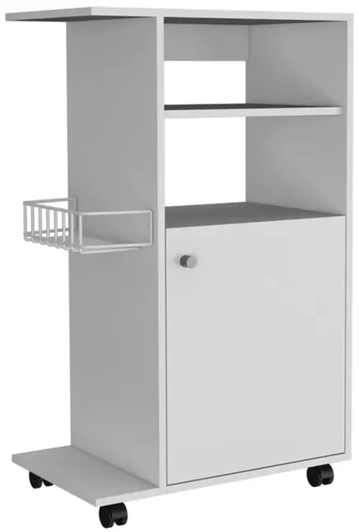 Clip Kitchen Cart, Single Door Cabinet, Four Casters - White