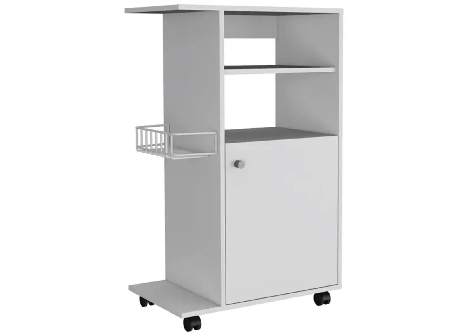 Clip Kitchen Cart, Single Door Cabinet, Four Casters - White