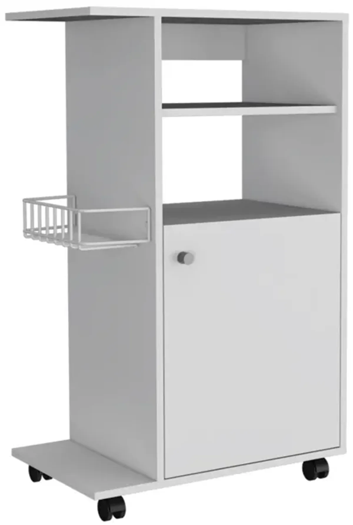 Clip Kitchen Cart, Single Door Cabinet, Four Casters - White