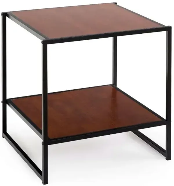 Hivvago Modern Steel Frame End Table Nightstand in Brown