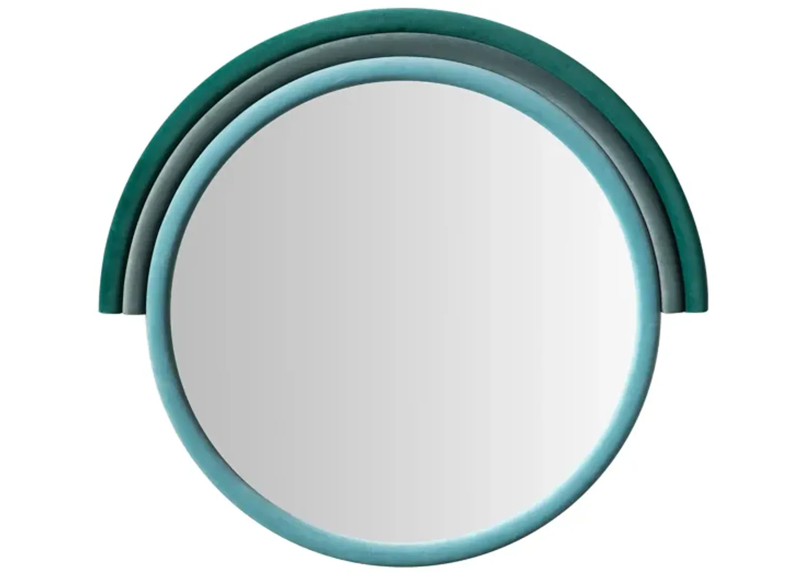 Lally Aqua Velvet Round Wall Mirror