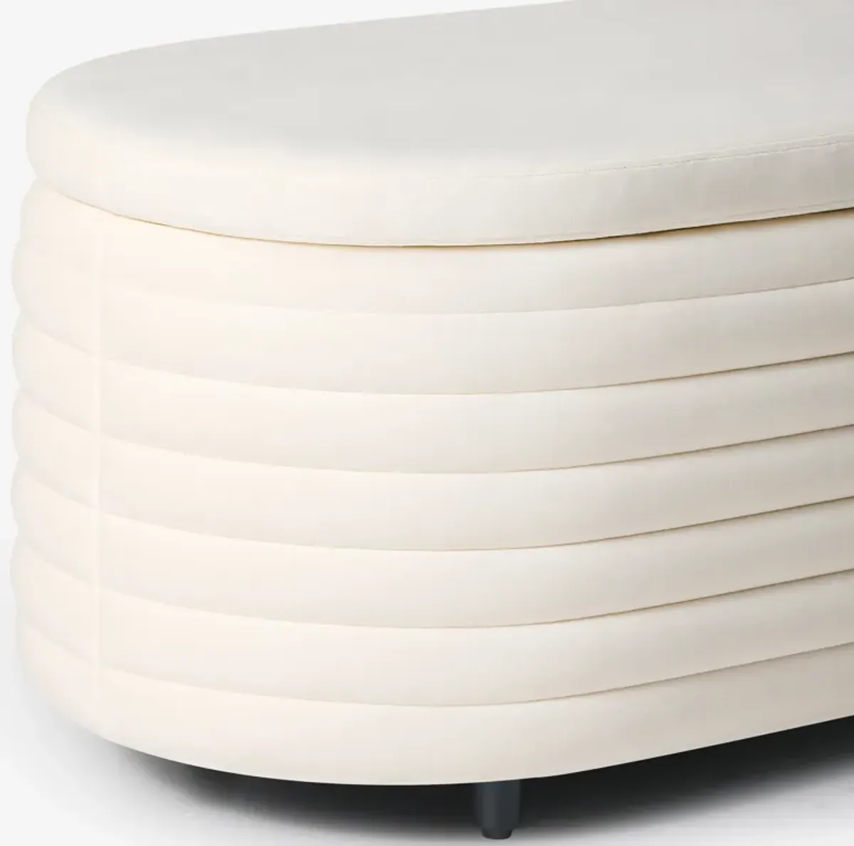 WestinTrends 42" Wide Mid-Century Modern Upholstered Velvet Tufted Oval Storage Ottoman Bench