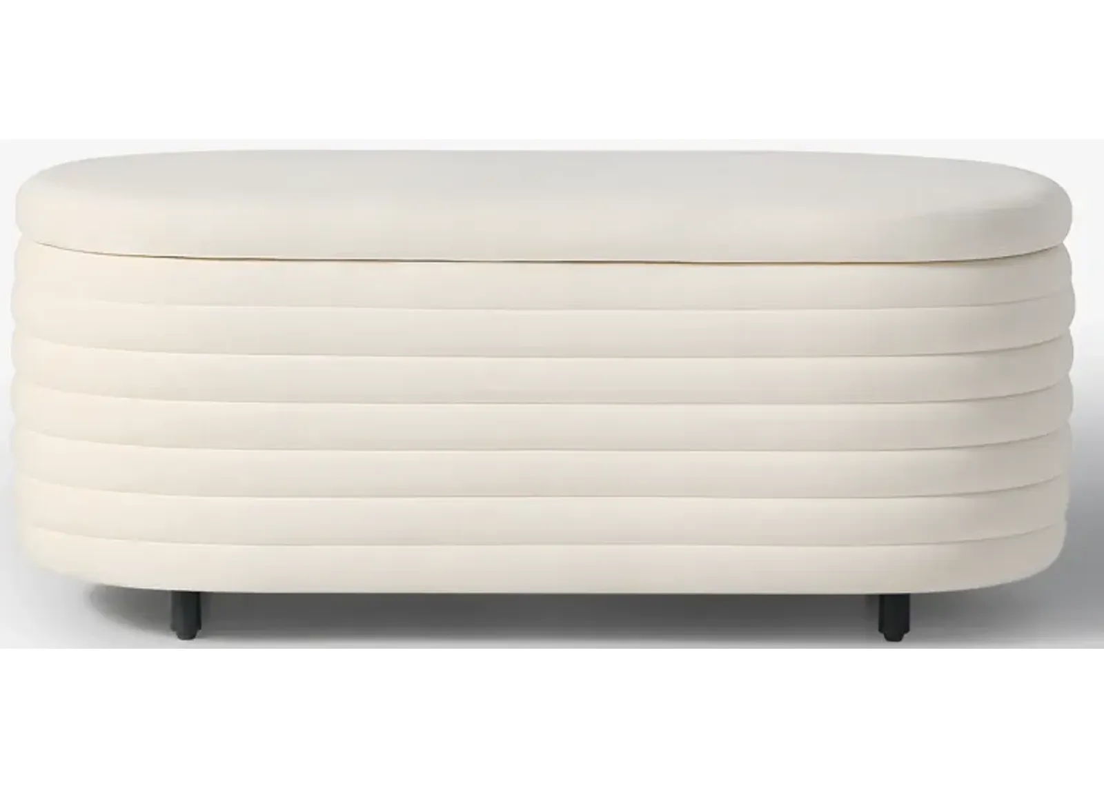 WestinTrends 42" Wide Mid-Century Modern Upholstered Velvet Tufted Oval Storage Ottoman Bench