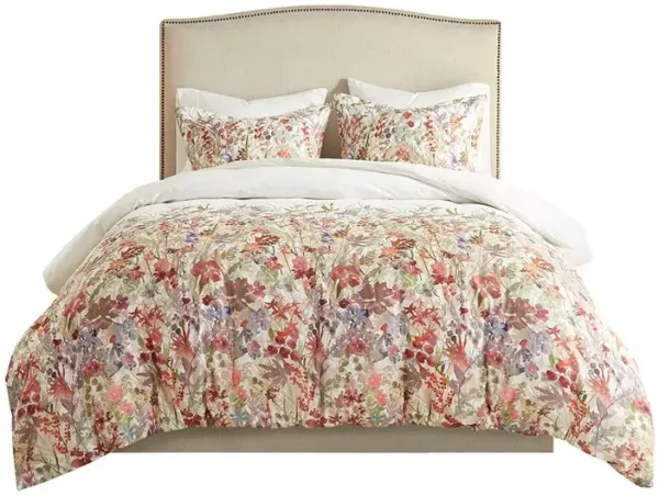 Gracie Mills Millicent 3-Piece Bloom Cotton Printed Duvet Cover Set