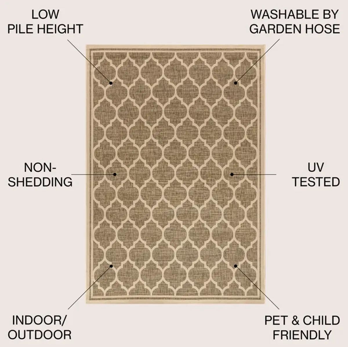 Trebol Moroccan Trellis Textured Weave Indoor/Outdoor Runner Rug