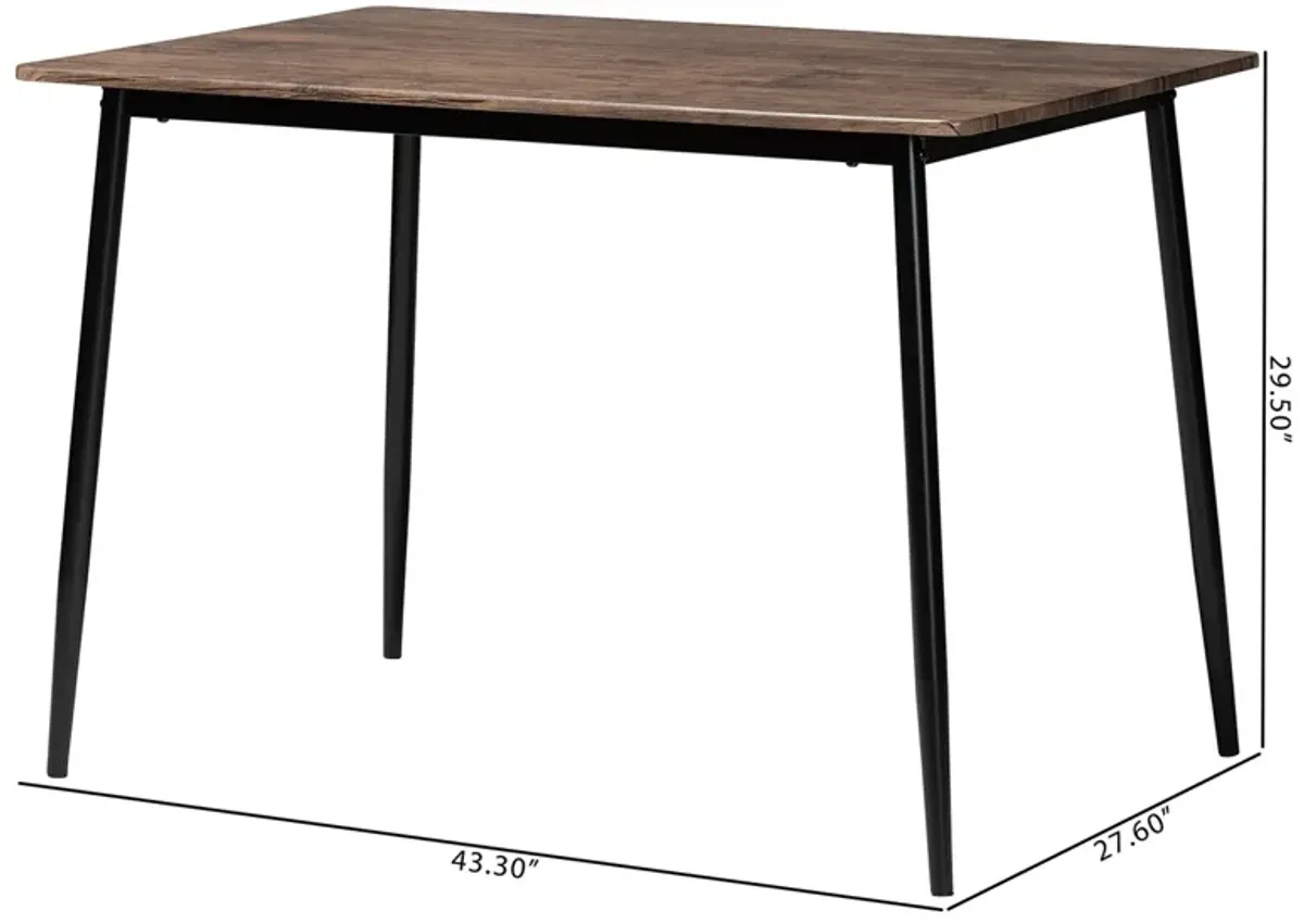 Baxton Studio Dalair Industrial Rustic Brown Wood and Metal Dining Table