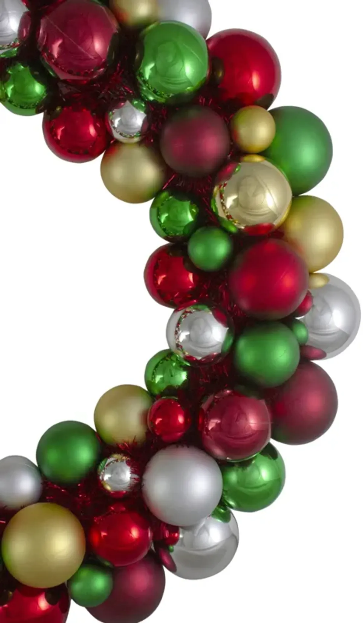 Shatterproof Ball 2-Finish Traditional Colors Christmas Wreath  36-Inch  Unlit