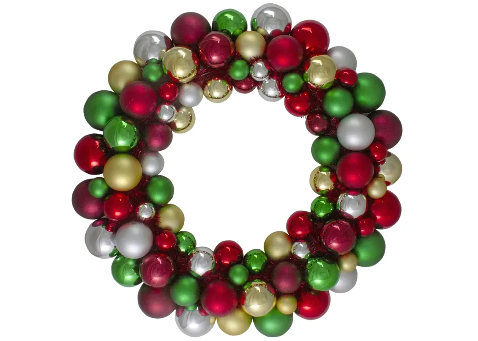 Shatterproof Ball 2-Finish Traditional Colors Christmas Wreath  36-Inch  Unlit