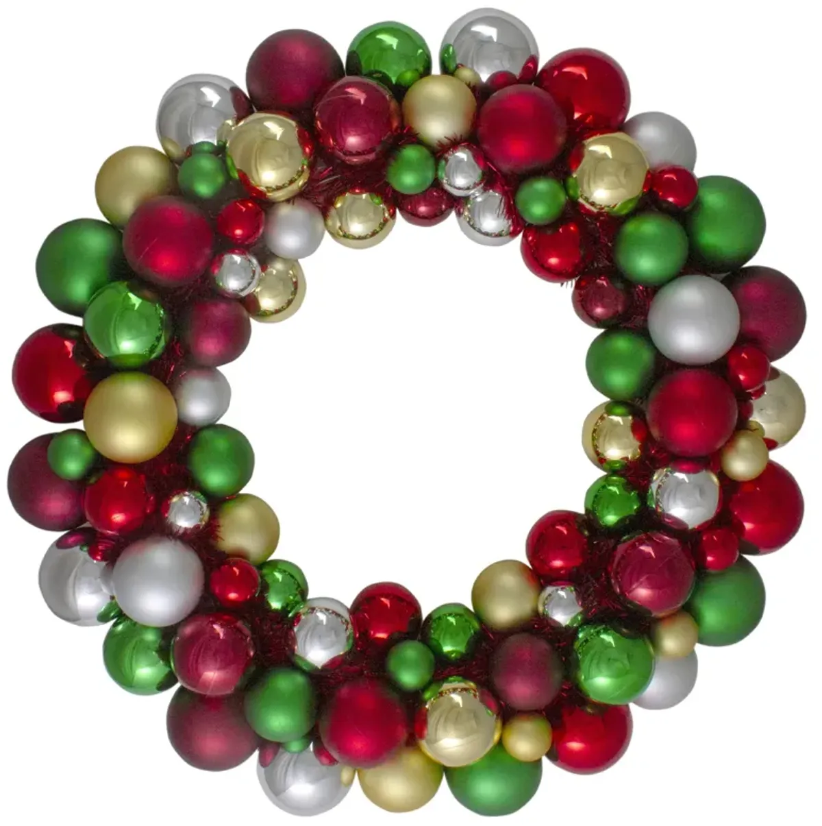 Shatterproof Ball 2-Finish Traditional Colors Christmas Wreath  36-Inch  Unlit