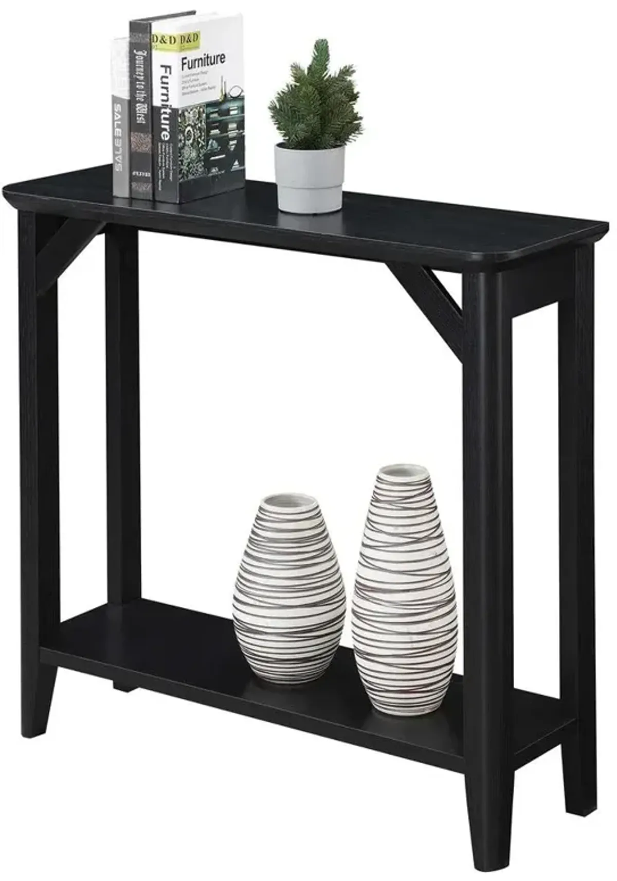 Convenience Concepts Winston Hall Table with Shelf, Black