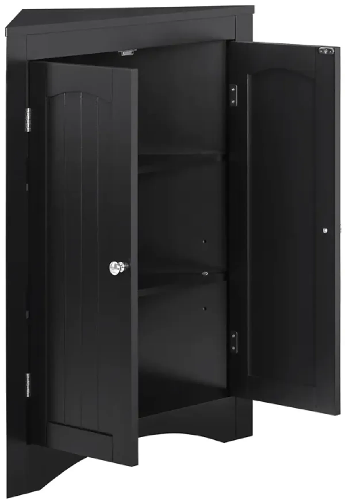 Black Wood 32.3 in.H Storage Corner Cabinet with Shelves