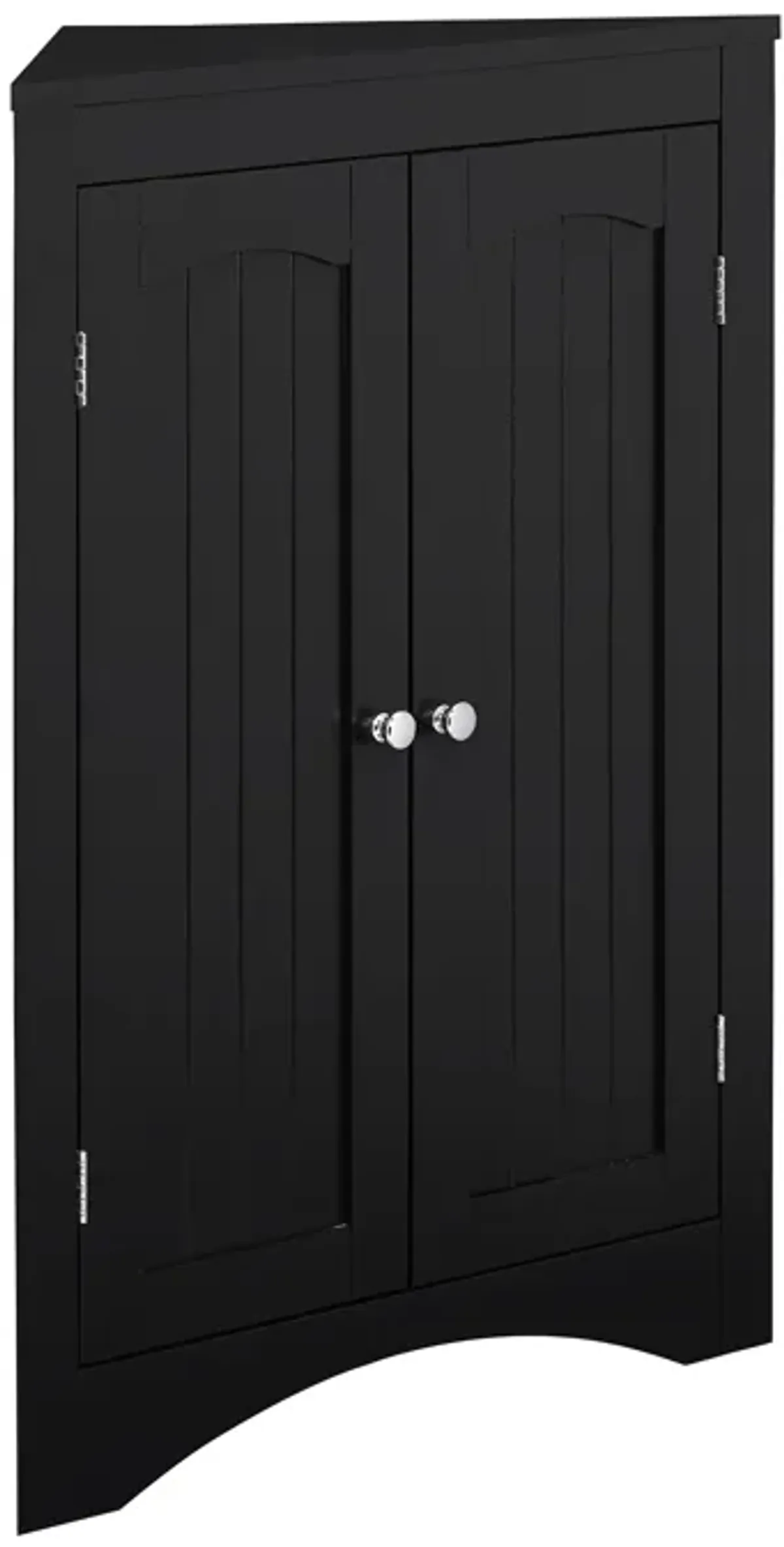 Black Wood 32.3 in.H Storage Corner Cabinet with Shelves