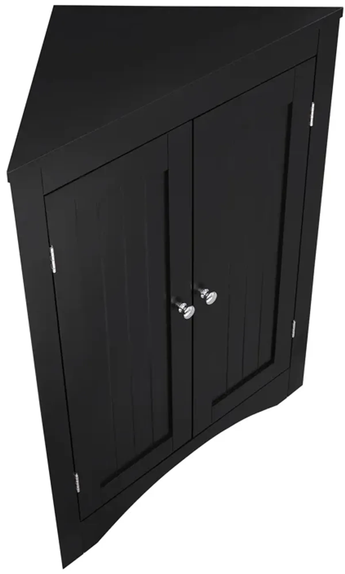 Black Wood 32.3 in.H Storage Corner Cabinet with Shelves