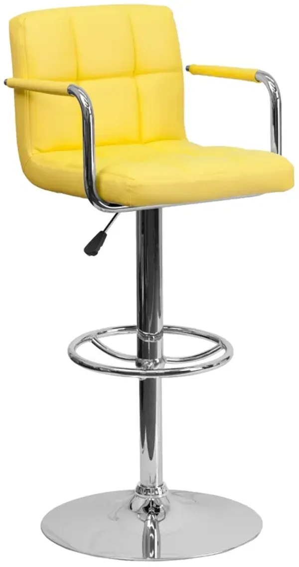 Flash Furniture Vinyl Adjustable Height Barstool, 1 Pack, Yellow