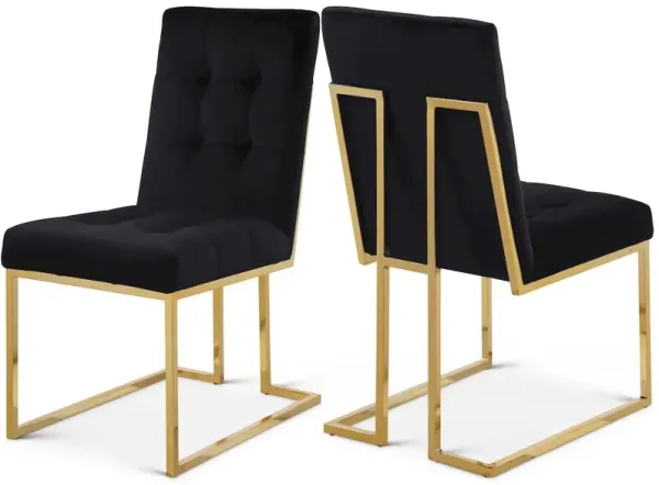 Meridian Furniture Pierre Black Velvet Dining Chair, Set of 2