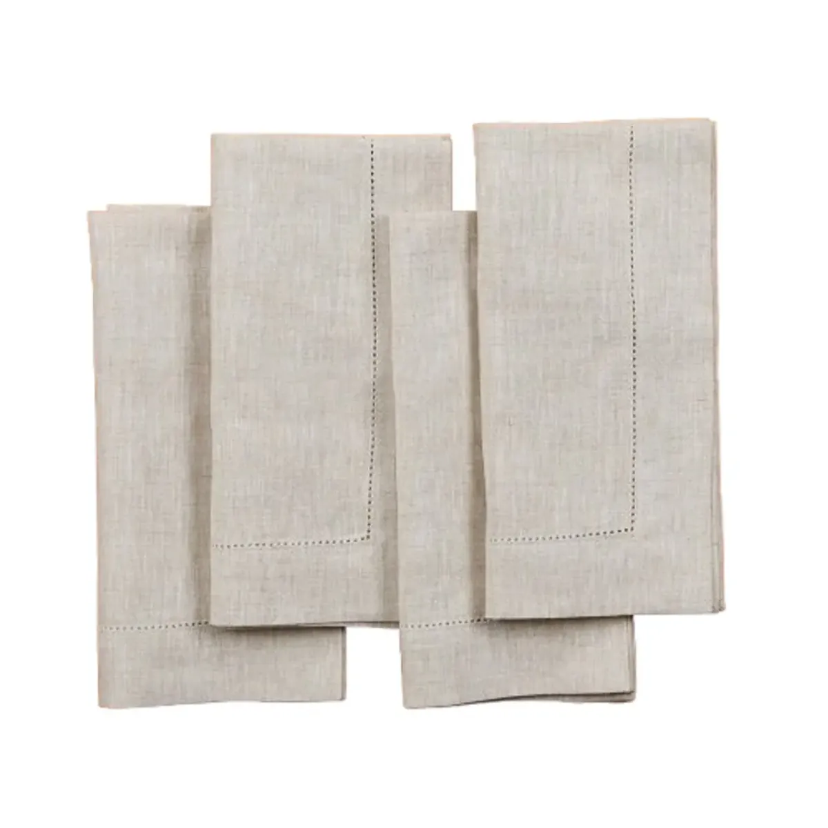 Solino Home 100% Pure Linen Dinner Napkins 20 x 20 Inch Set of 6 | Classic Hemstitch