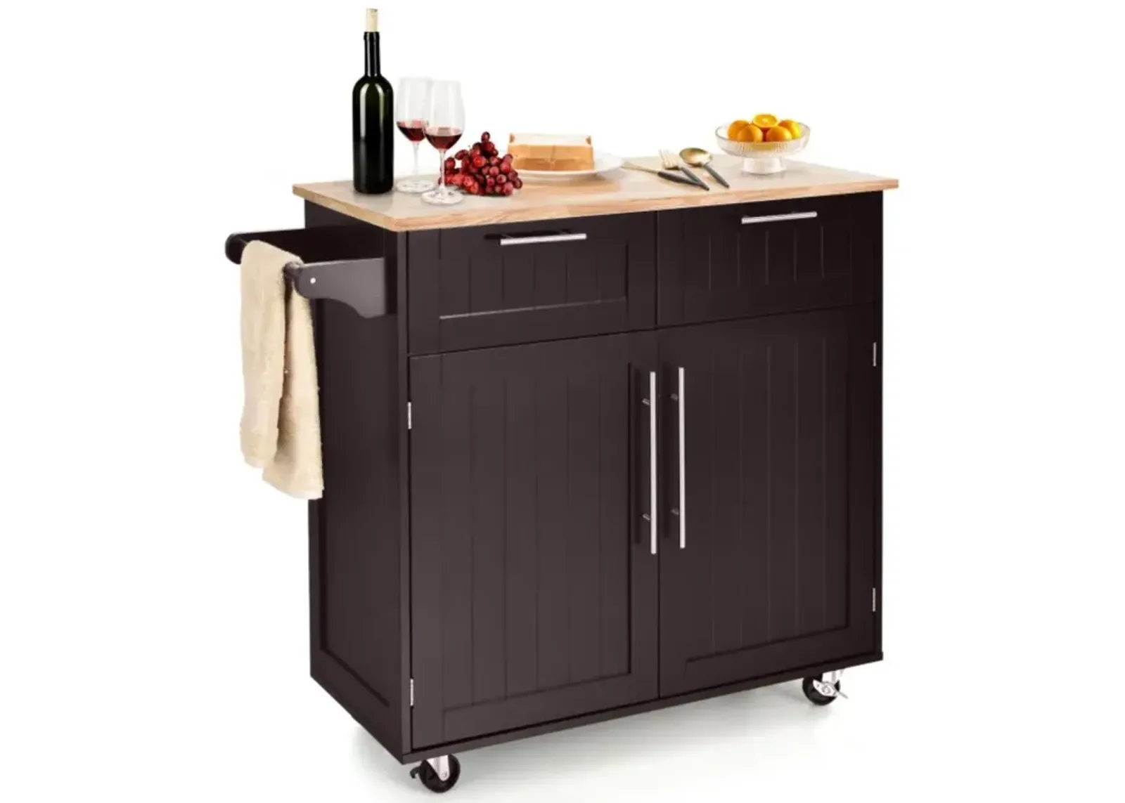 Hivvago Heavy Duty Rolling Kitchen Cart with Tower Holder and Drawer