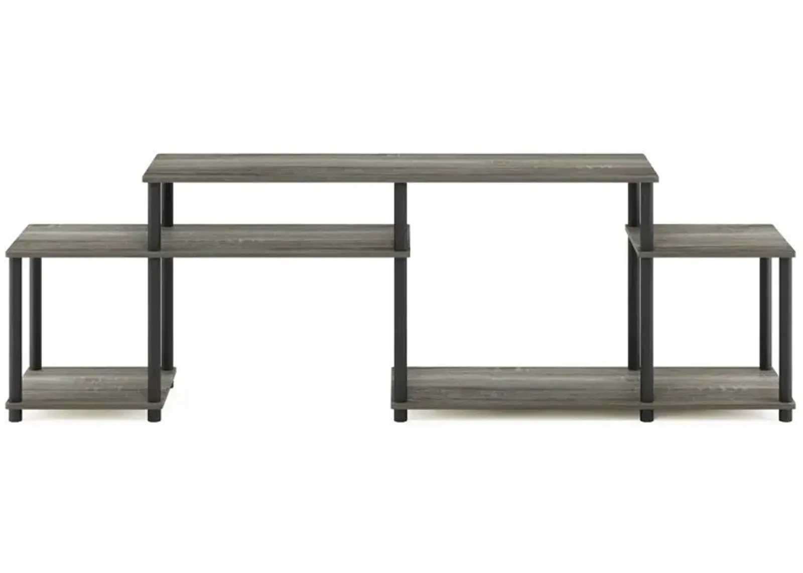 Furinno Turn-N-Tube Handel TV Stand for TV up to 55 Inch, French Oak Grey/Black