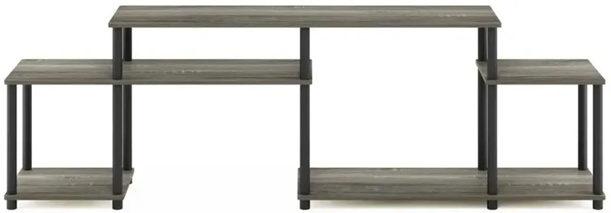 Furinno Turn-N-Tube Handel TV Stand for TV up to 55 Inch, French Oak Grey/Black