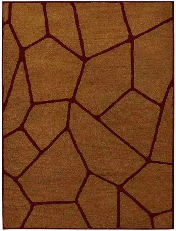 RUGSOTIC CARPETS HAND TUFTED WOOL ECO-FRIENDLY AREA RUGS  - 5'x8', Rectangle Shape, Gold & Red, Contemporary Modern Design, High Pile Handmade Area Rugs for Living Room, Bed Room (K00692)