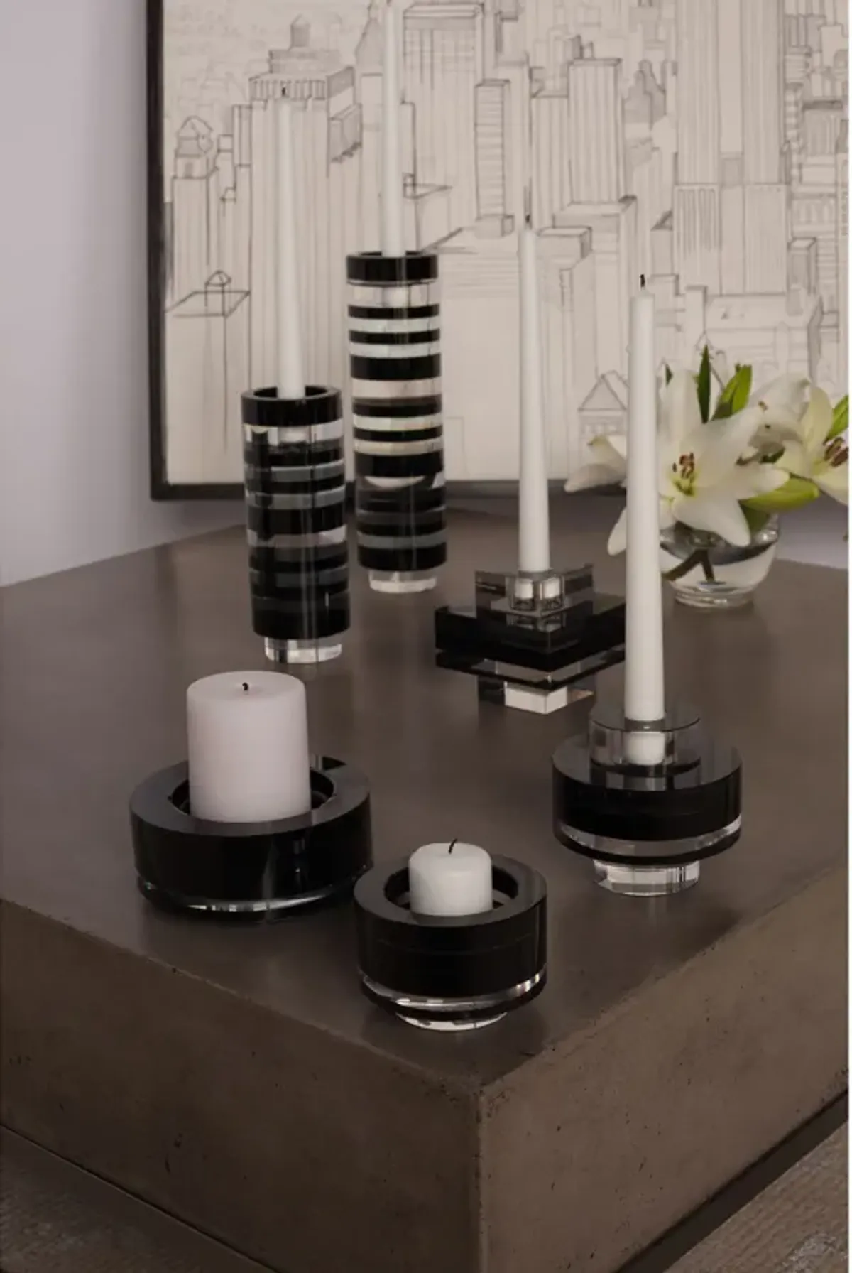 Tuxedo Candleholder -Set of 2