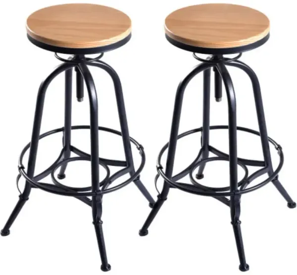 Hivvago Set of 2 Adjustable Vintage Bar Stools