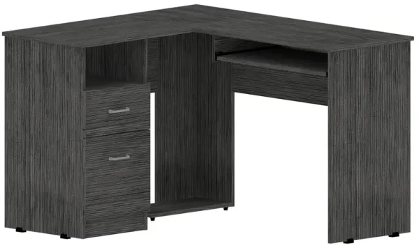 Modern L-Shape Computer Desk Featuring Two Storage Drawers for Workspace