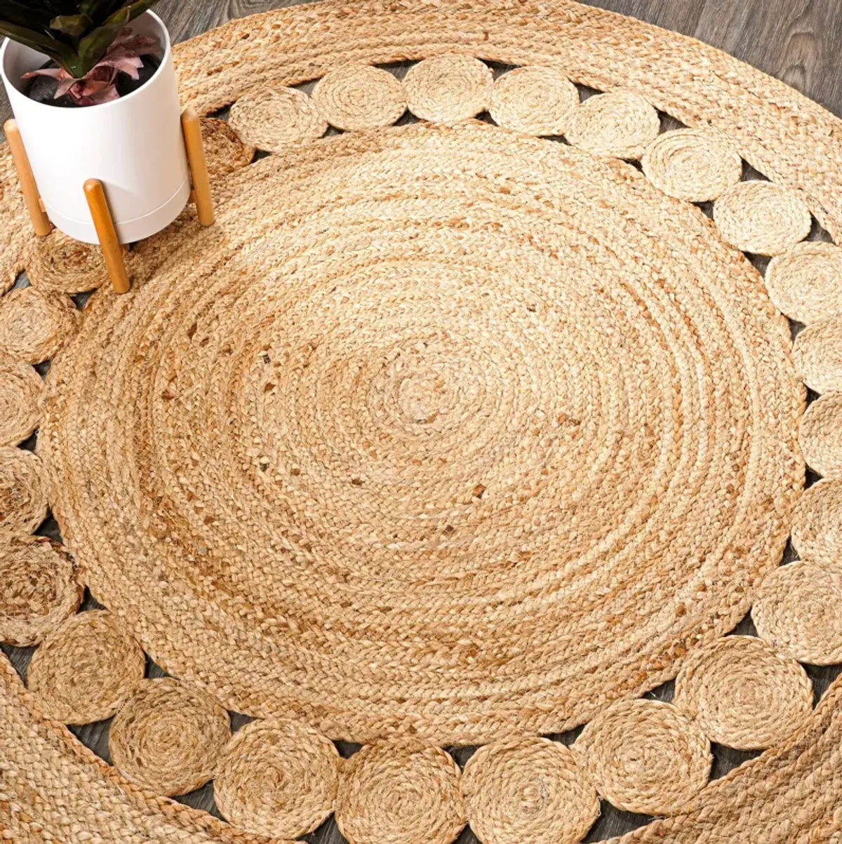 Dahlia Round Natural Jute Boho Circle Natural Round Area Rug