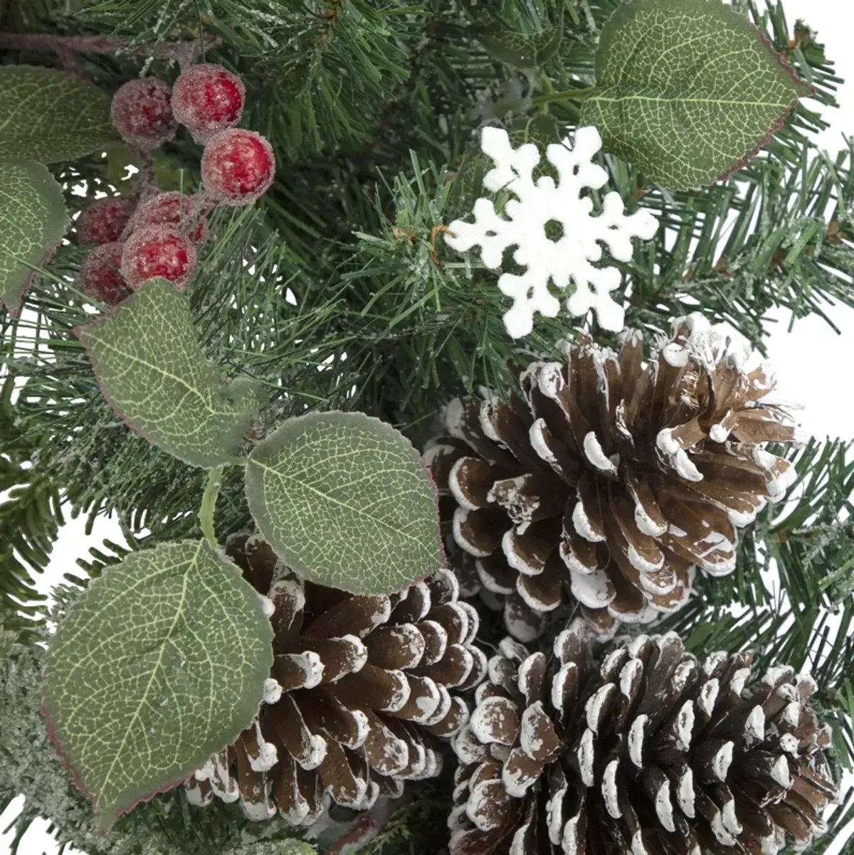 Red Bells and Mixed Foliage Artificial Christmas Wreath  30-Inch  Unlit