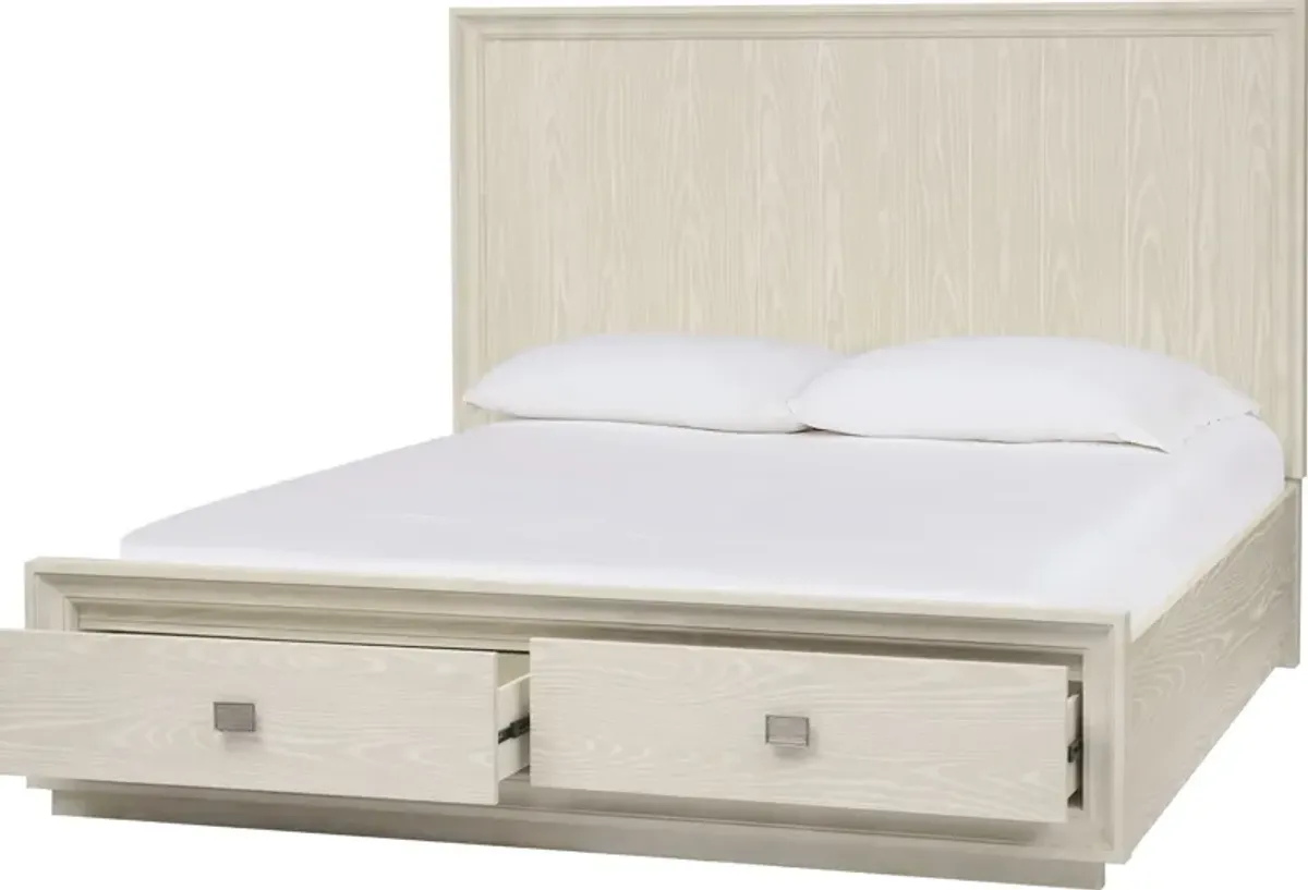 Maxime King-size Two Drawer Footboard Storage Bed In Ash