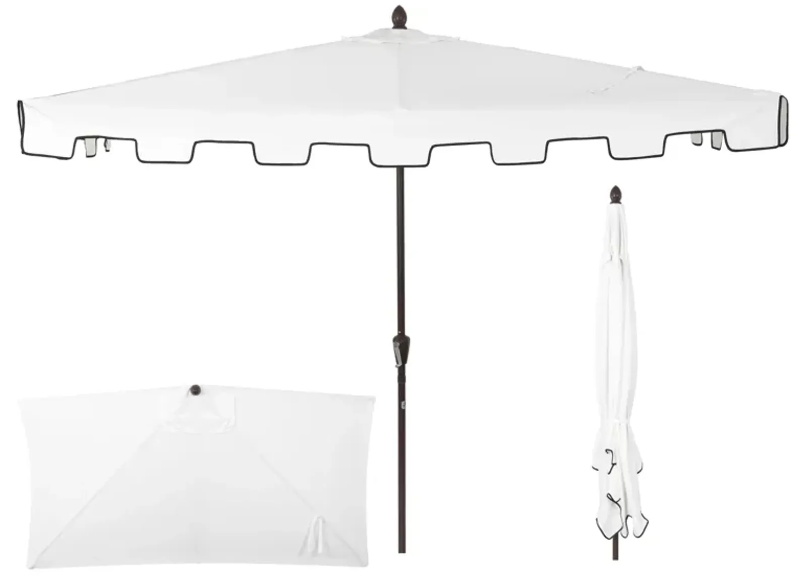 Sidney Classic MidCentury Rectangular Half Market Patio Umbrella with Crank, Wind Vent and UV Protection