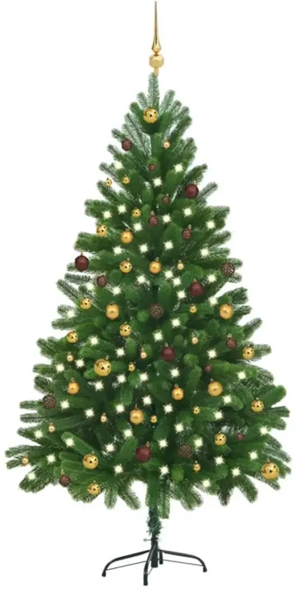 vidaXL Artificial Christmas Tree with LEDs&Ball Set 82.7" Green