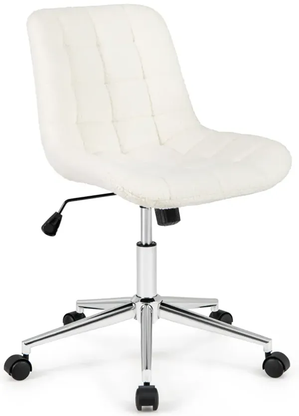 Teddy Fleece Armless Office Chair Makeup Vanity Chair