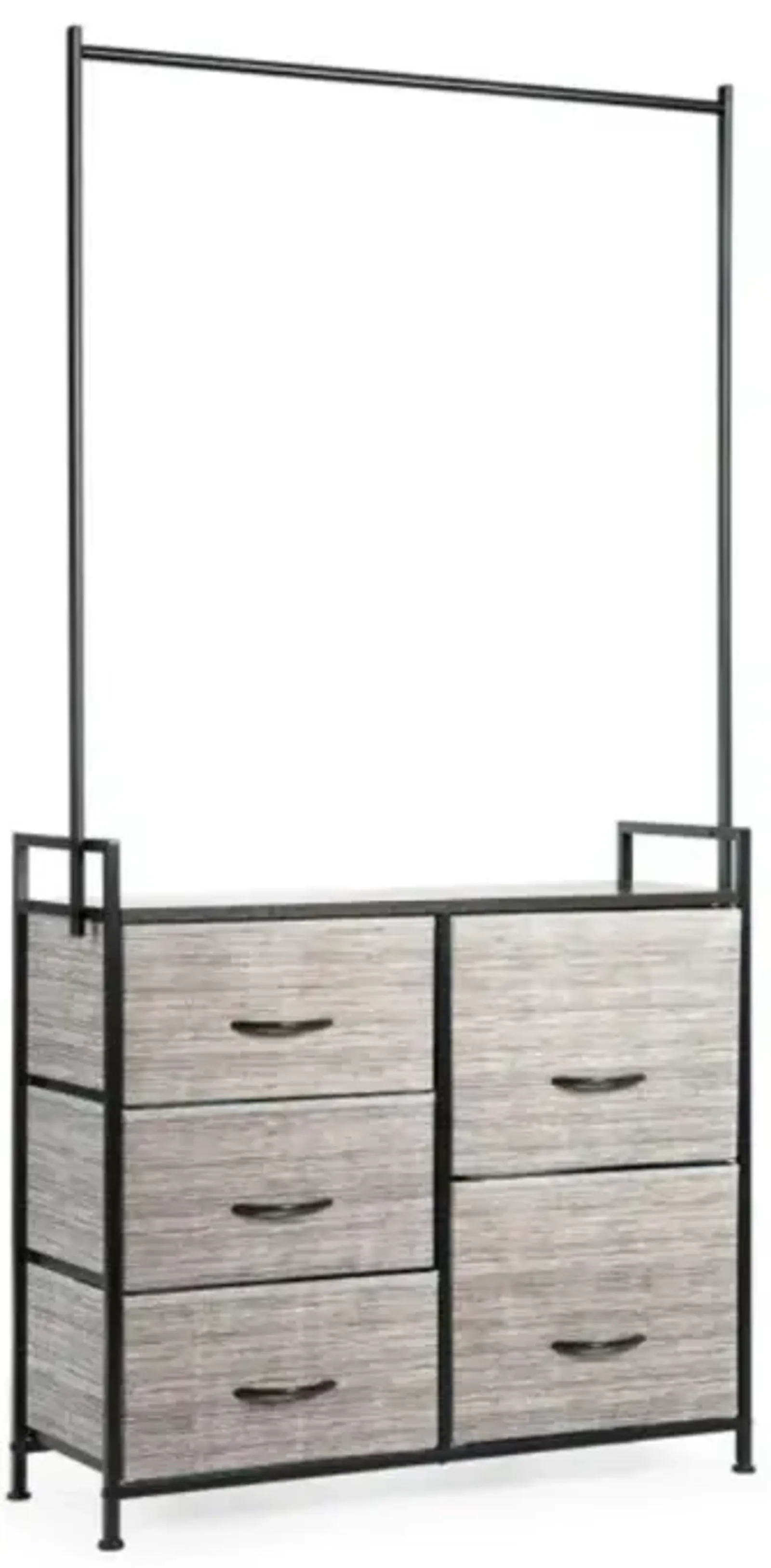 Hivvago 5 Fabric Drawers Dresser with Metal Frame and Wooden Top