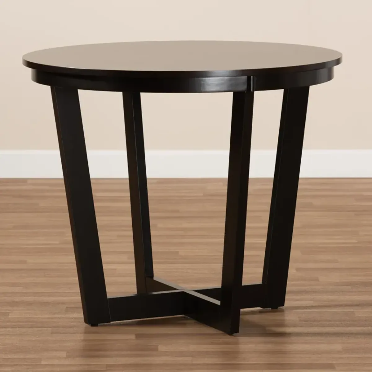 Baxton Studio Alayna Modern Dark Brown Finished 35 Inch Wide Round Wood Dining Table